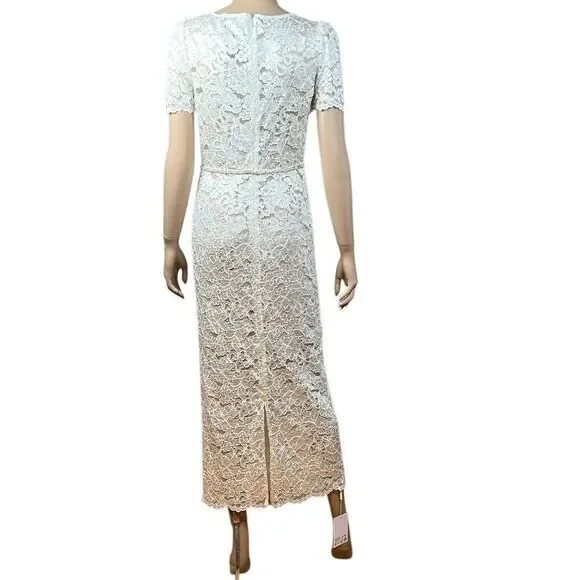 chinese dress ladies Self-Portrait - White Knit Lace Insert Midi Dress main image 1